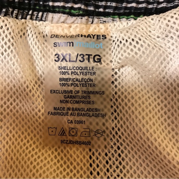 Denver Hayes white gray green plaid lined men’s swim trunks Size 3XL - Picture 3 of 6